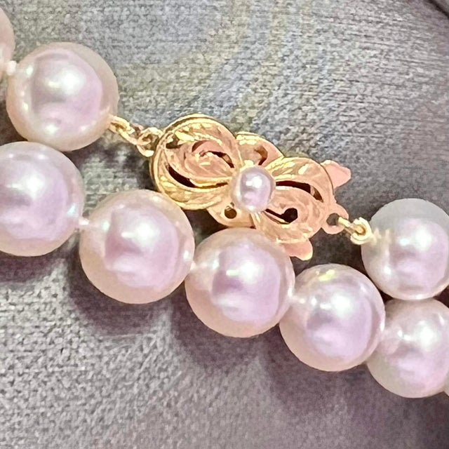 1990s Mikimoto Estate Akoya Pearl Necklace 18k Gold Certified For Sale - Image 4 of 12