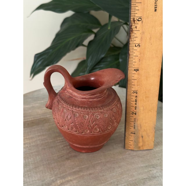 Brown 19th C Ottoman Terracotta Creamer Jug - Antique Tophane Redware Pitcher Ewer - Islamic Folk Pottery as Is For Sale - Image 8 of 8