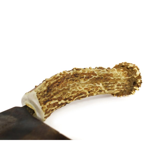 Brown Early 20th Century Primitive Kitchen Cleaver With Antler Handle, Made in Hong Kong For Sale - Image 8 of 10