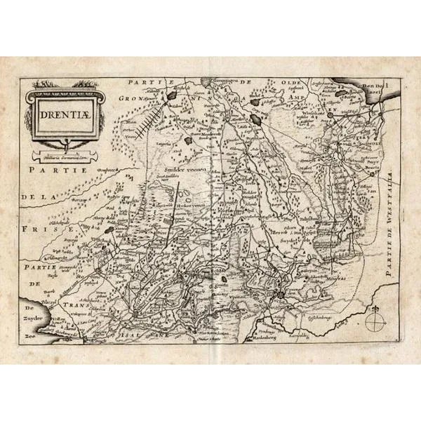 17th Century Antique Map of Drenthe, a Province of the Netherlands, 1635 For Sale - Image 5 of 5