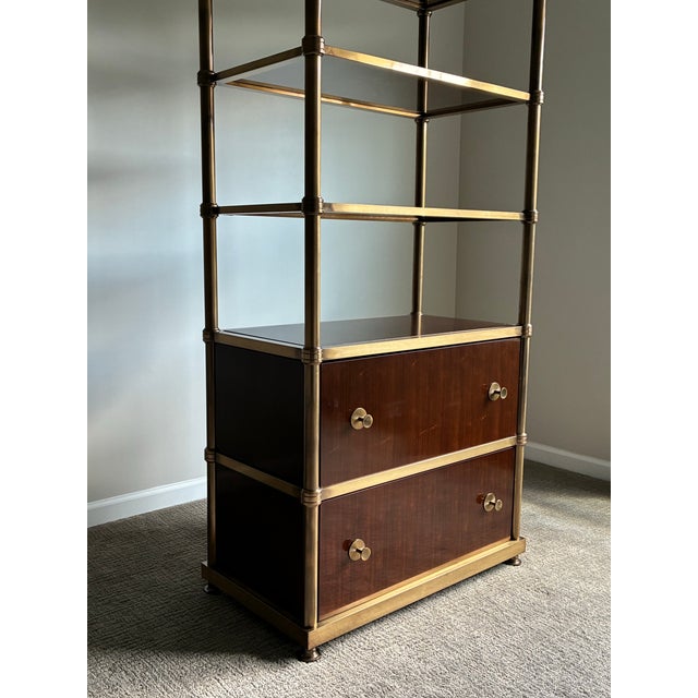 Late 20th Century Laura Kirar for Baker Modern Brass and Wood Frazier Etagere For Sale In Charlotte - Image 6 of 12
