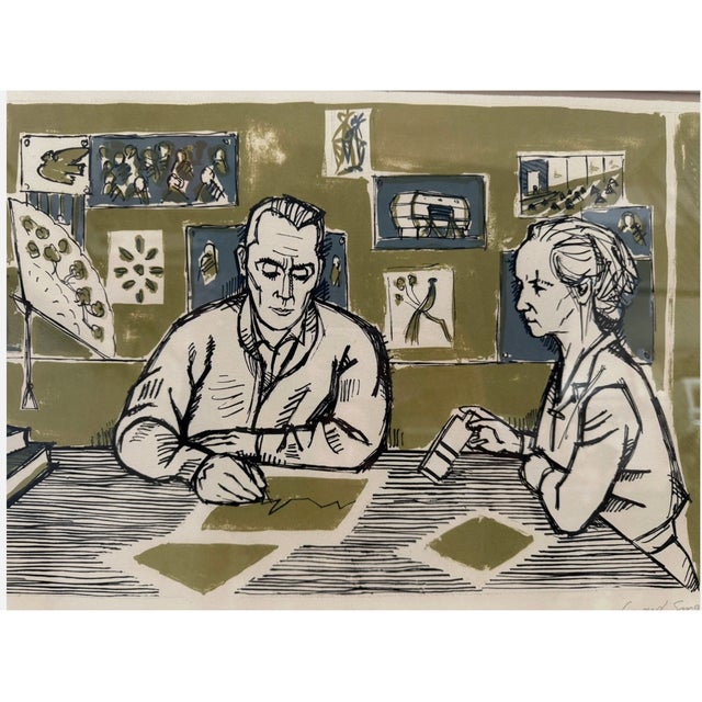 Original mid-century color lithograph by French artist Gérard Singer, signed in pencil at the lower right and hand-...