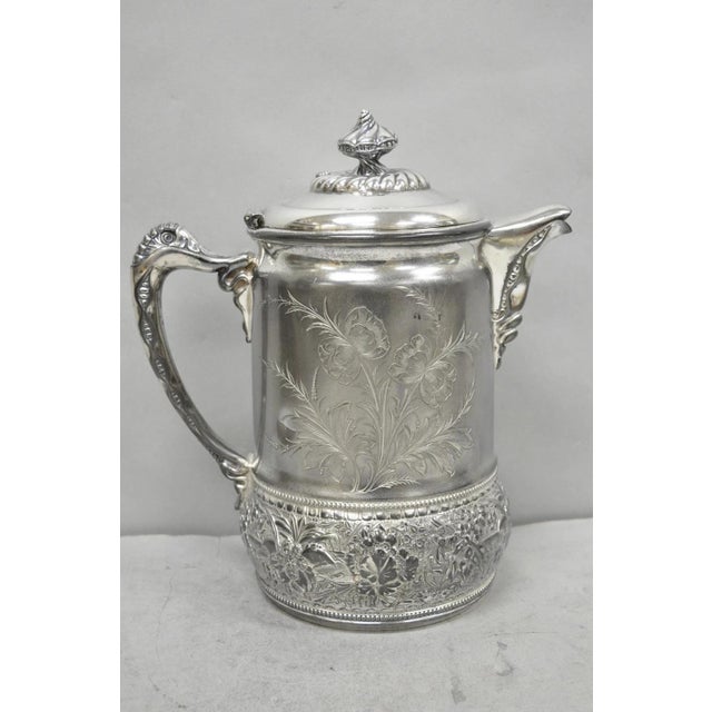 Metal Early 20th Century Wilcox Silver Plate Co Art Nouveau Silver Plated Duck Handle Coffee Pot Pitcher For Sale - Image 7 of 18