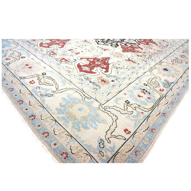 Textile Persian Sultanabad Wool 10x14 Ivory, Blue, & Red Handmade Area Rug #1143766 For Sale - Image 7 of 14