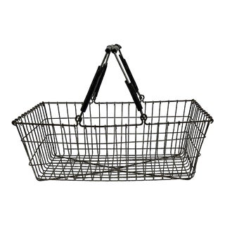 Midcentury Metal Grocery Store Hand Basket For Sale