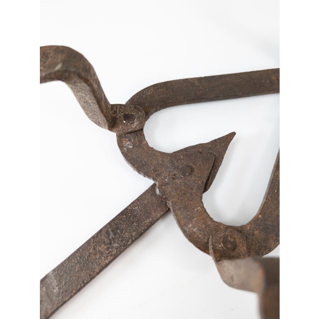 18th Century Primitive American Wrought Iron Heart Shaped Trivet For Sale - Image 12 of 15