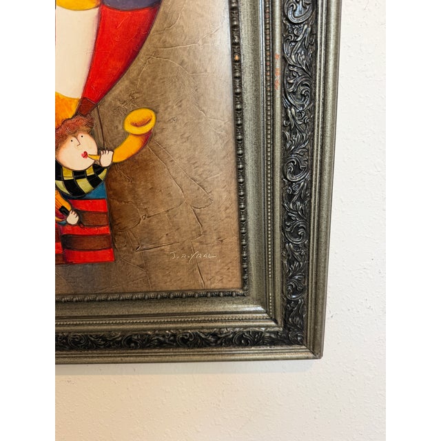 Red Large Roybal Oil Painting Children Balloon Whimsical Framed Canvas For Sale - Image 8 of 10