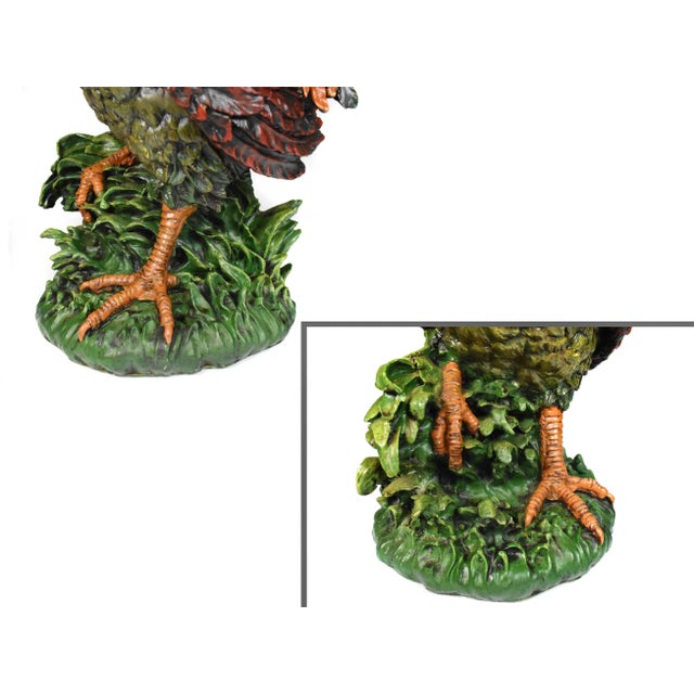 Green Mid-Century Large Colorful Rooster Sculpture For Sale - Image 8 of 12