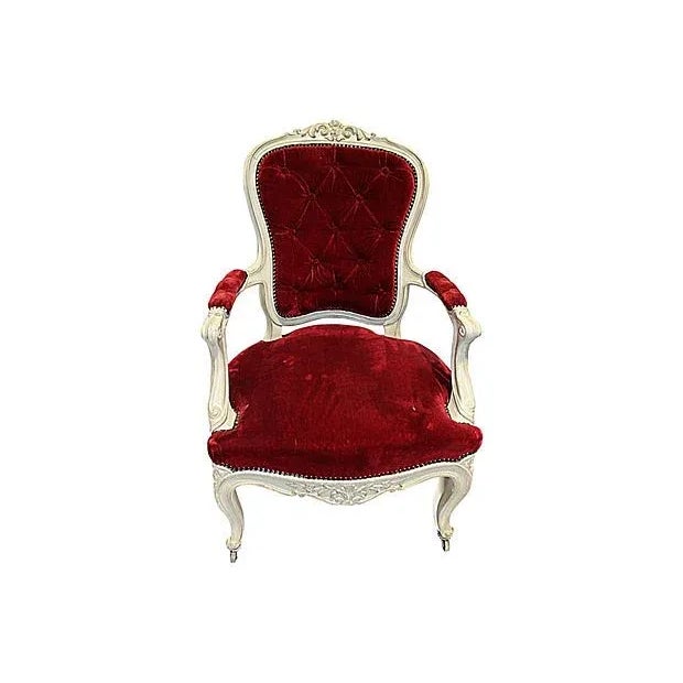 A pair of real French Louis XV style fauteuils with a Victorian twist, circa 1880. They feature newer hand painting in...