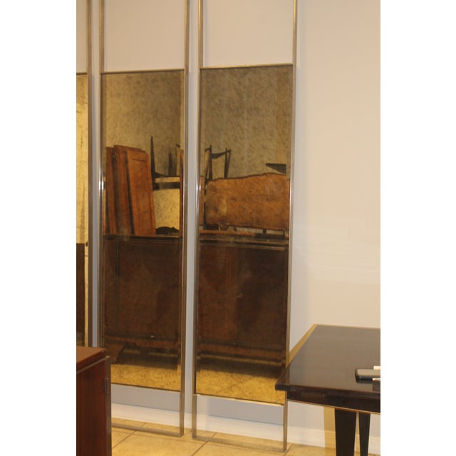 French 96" French Art Deco Style Monumental Smoked Glass Floor Mirrors Set of 4 For Sale - Image 3 of 8