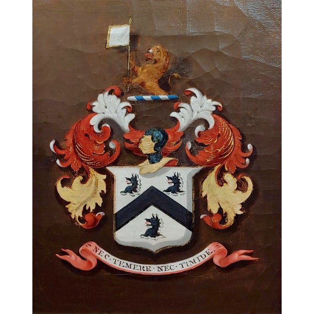 English 18th Century British Coat of Arm - Oil Painting C.1790s For Sale - Image 3 of 8