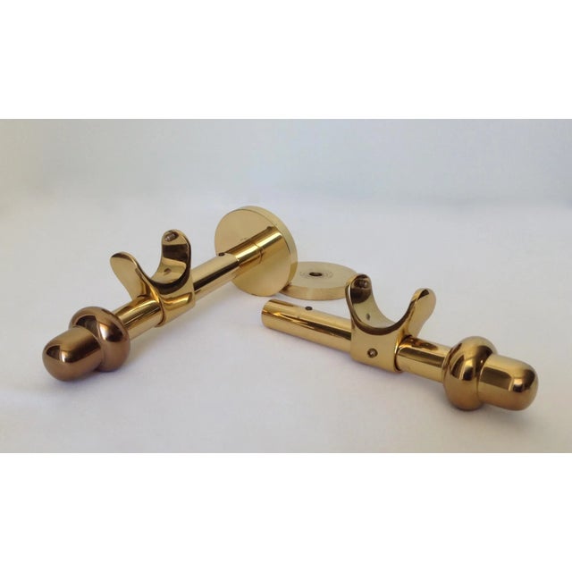 German Polished Brass Drapery Hardware Brackets A Pair Chairish