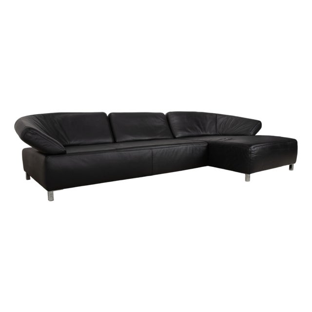 Butterfly Corner Sofa in Black Leather from Ewald Schillig For Sale