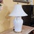 White Vintage Paul Hanson Style White Ceramic Urn Table Lamp With Raised Botanical Relief Design For Sale - Image 8 of 18