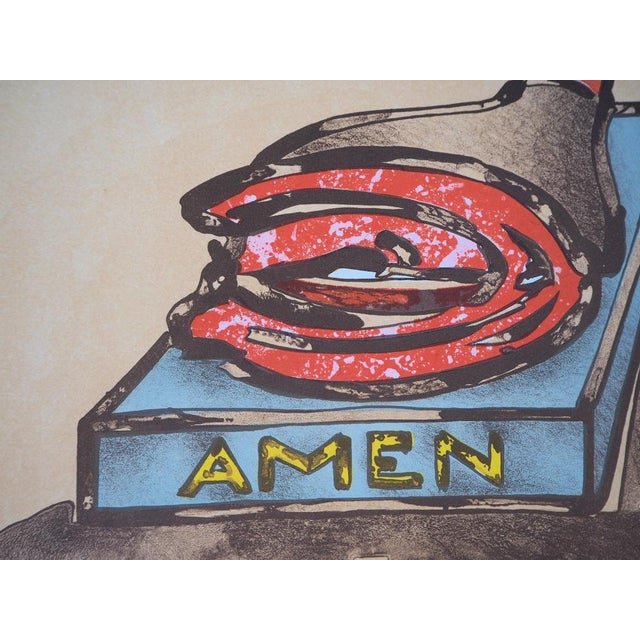 Antonio Recalcati, Surrealist Amen, Original Lithograph For Sale - Image 6 of 8