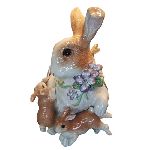 Ceramic Vintage Fitz & Floyd Easter Rabbits Bunny Cookie Jar For Sale - Image 7 of 9