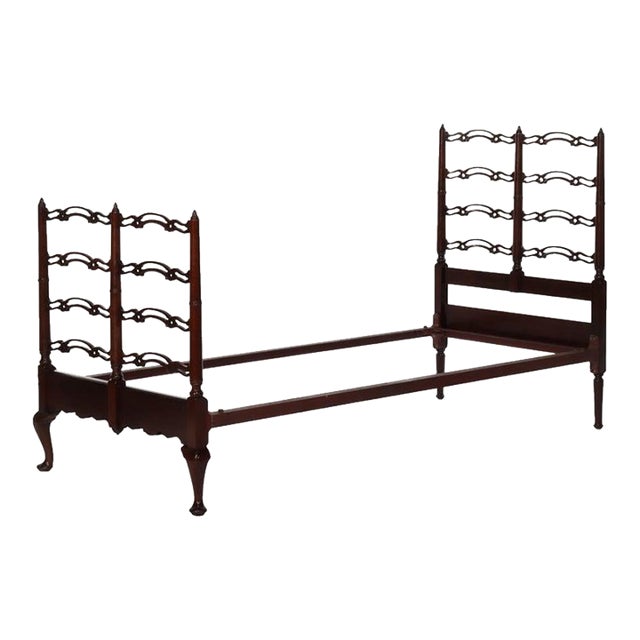 Vintage Mahogany Filigree Twin Bed C1940 For Sale
