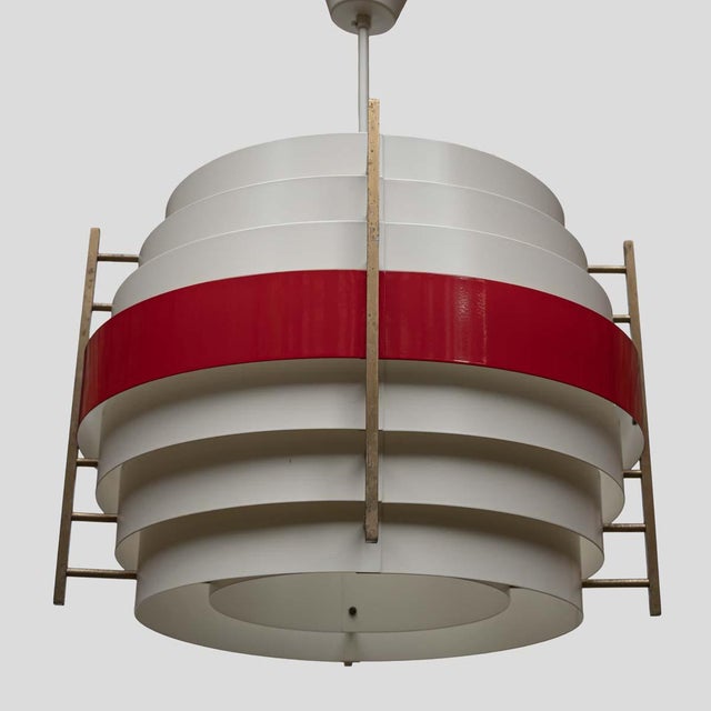 Cream Suspension Light, 1960s For Sale - Image 8 of 11