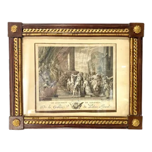 French Engraving “Le Judgment De Salomon”, Ornately Framed, 1800s, by Veronese, Black and White Art
