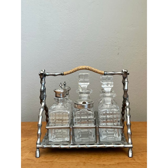 Vintage 19th Century Sheffield Bamboo Plate Cruet Set of 7 For Sale - Image 10 of 12