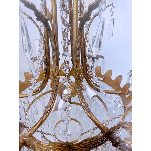 Vintage Brass Empire Style Chandelier For Sale - Image 9 of 11