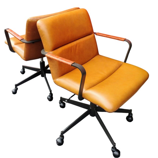 Animal Skin Upgrade Your Conference Room or Collaborative Workspace With a Set of 6 West Elm Cooper MCM Office Chairs. For Sale - Image 7 of 12