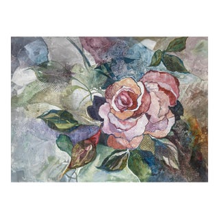 Fran Levin - Untitled (Rose), C. 1980s Signed Modern Watercolor on Paper Framed For Sale