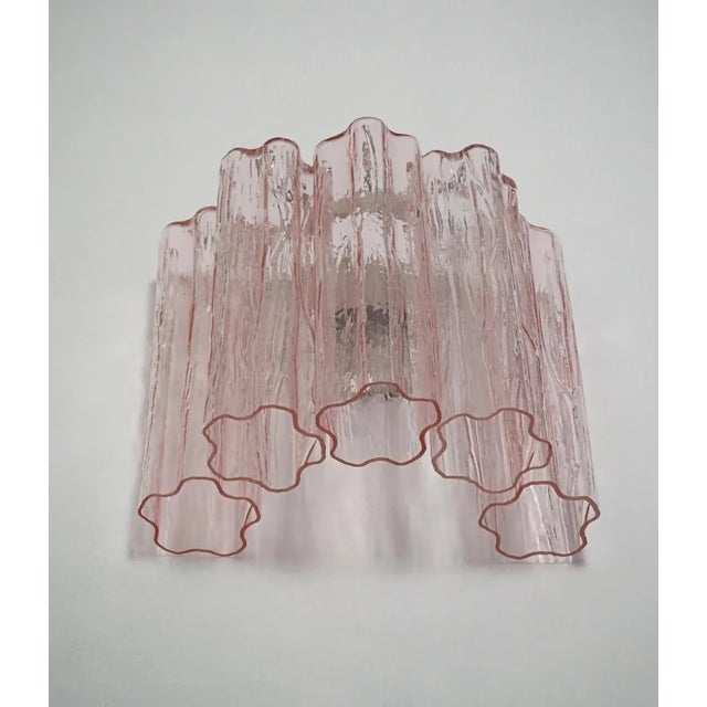 Murano Murano Pink/Rose 5 Rose/Pink Glass Tube Wall Sconces - a Pair For Sale - Image 4 of 11