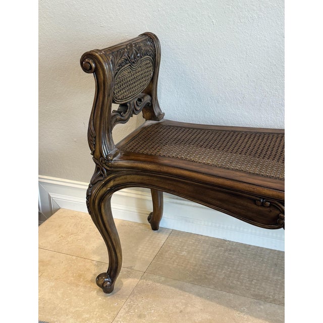 1990s Maitland Smith Vintage Cane Bench For Sale - Image 10 of 12