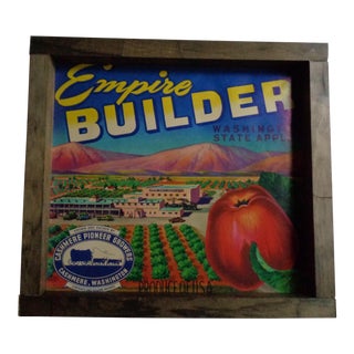 Vintage 1940s Apple Fruit Crate Label Sign For Sale
