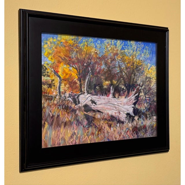 Jeff Slemmons Asleep in a Field of Gold by Jeff Slemons | Soft Pastel on Sanded Paper Landscape with trees and fallen log For Sale - Image 4 of 4