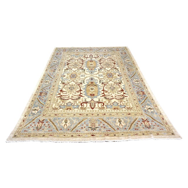 Condition: New Origin: Persia Design: Sultanabad Actual Size: 7.7 x 10.6 Colors: Ivory, Blue, Red, Tan, Taupe Content: Wool