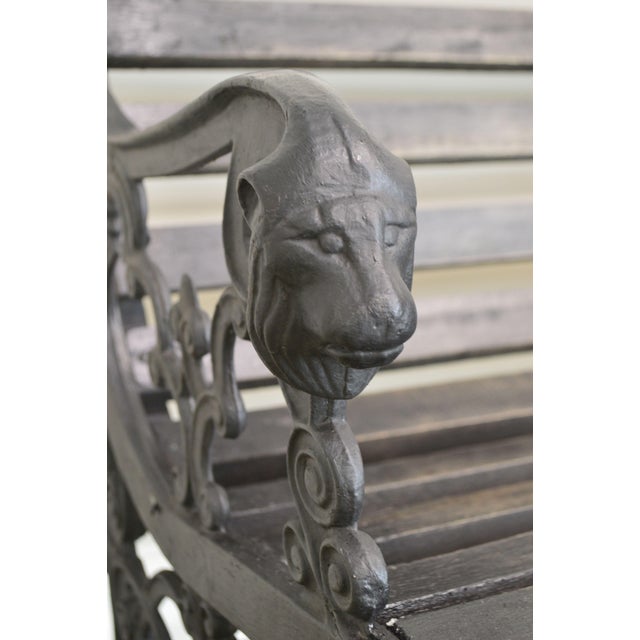 Vintage Victorian Style Lion Head Cast Iron Garden Park Bench With Wood