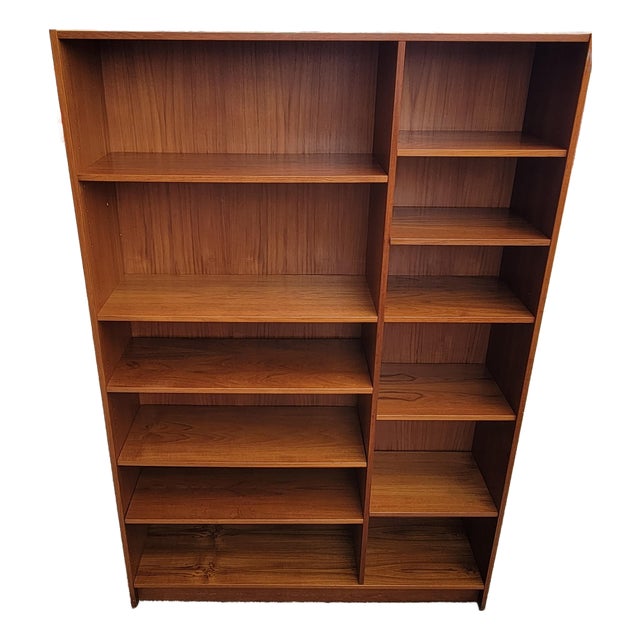 1970s Domino Møbler Double-Bay 6-Shelf Teak Bookcase For Sale