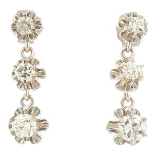 Mid 20th Century Pair of Diamond Drop Earrings For Sale