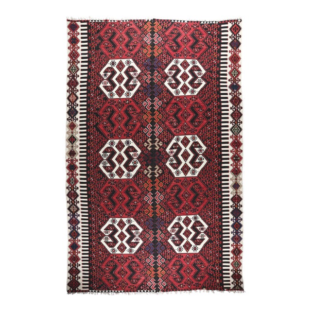 1940s Authentic Tribal Handwoven Kilim for Floor – Family Made Stitched Together - 6' 5'' X 13' 11'' For Sale