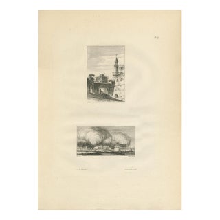 Dominique Baron Vivant Denon, Egyptian City Architecture with Tower, 1802, Engraving on Paper For Sale