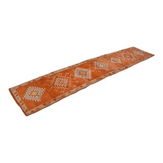 Vintage Turkish Rug, Japandi Style Terracotta Runner For Sale