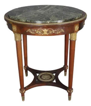 19th C Empire Bronze Mounted Marble Top Round Table