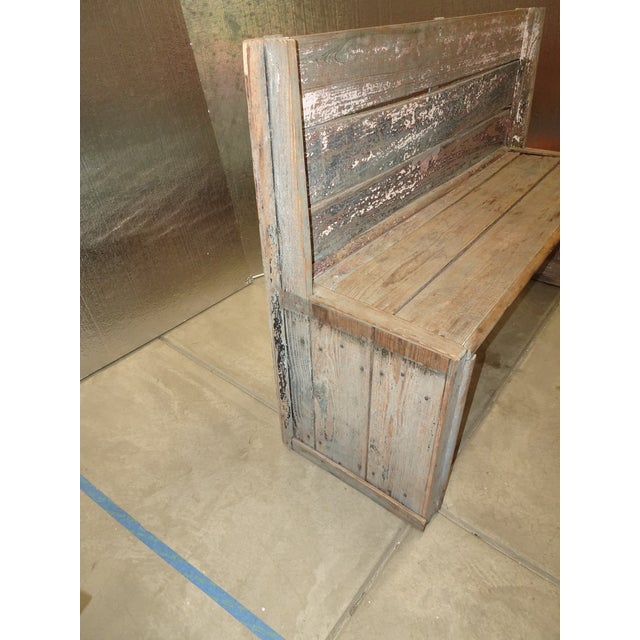 Antique Rustic Beach House Plank Bench W Antiqued Crackled Paint~ French Country For Sale - Image 9 of 17