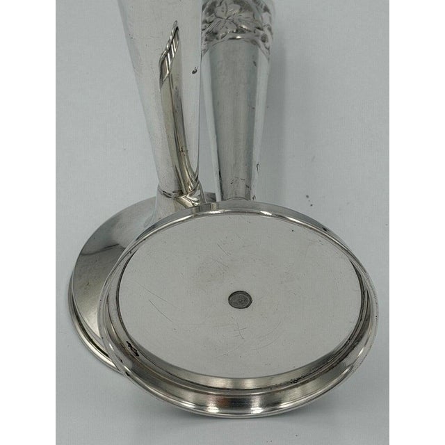 Art Nouveau Sterling Silver Candlesticks With Floral Relief Decoration - a Pair For Sale - Image 4 of 6