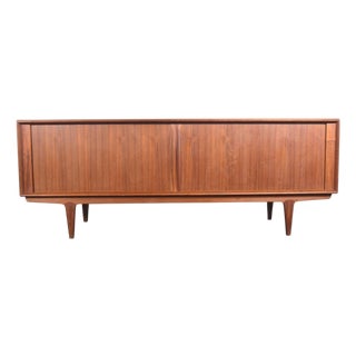 Mid 20th Century Bernhard Pedersen Teak Tambour Door Credenza, Attributed For Sale