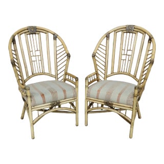 J. Williams & Co. Bamboo Style Rattan Armchairs For Sale