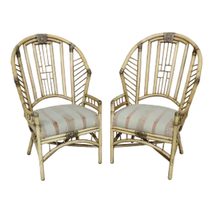 J. Williams & Co. Bamboo Style Rattan Armchairs