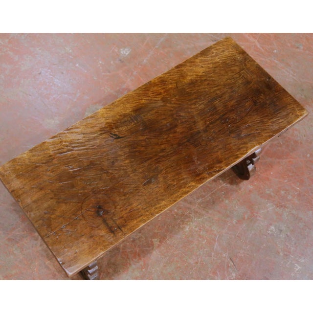 Spanish 18th Century Spanish Carved Walnut Single-Plank Coffee Table With Iron Stretcher For Sale - Image 3 of 10