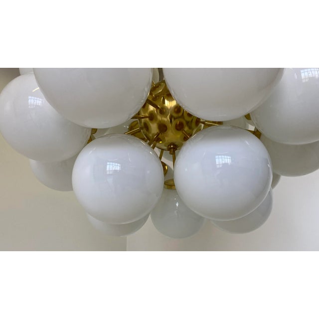 Brass & White Murano Glass Sphere Chandelier, 2000s For Sale - Image 11 of 13