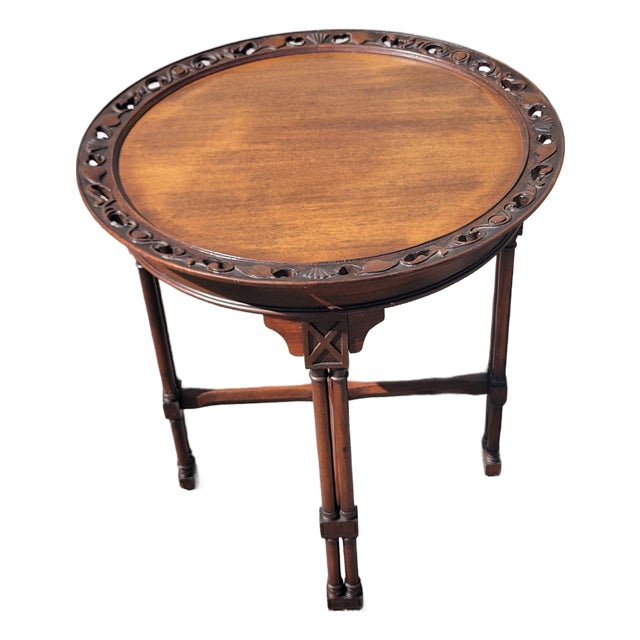 Beautiful 1920 Pie Crust Side Sofa Table. For Sale