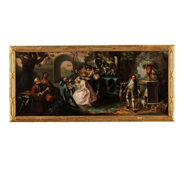 French School Artist, Gallant Party in the Park, Oil Painting, Mid-1700s, Framed For Sale - Image 8 of 8