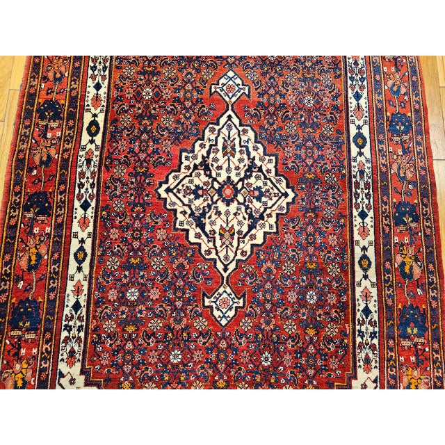 Vintage Persian Bidjar Rug, Hand-Knotted Wool, Herati Geometric Pattern, Red & Ivory, 5x8 For Sale - Image 10 of 16