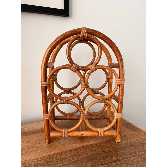 1970s 1970s Arched Bamboo & Rattan Wine Rack For Sale - Image 5 of 6